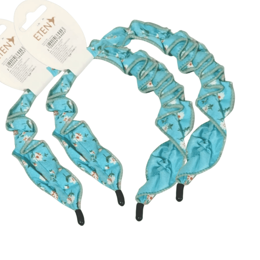 Girls' Floral Ruched Fabric Headband Combo Pack (2 Pieces) | Soft, Comfortable & Stylish Hair Accessories for Kids