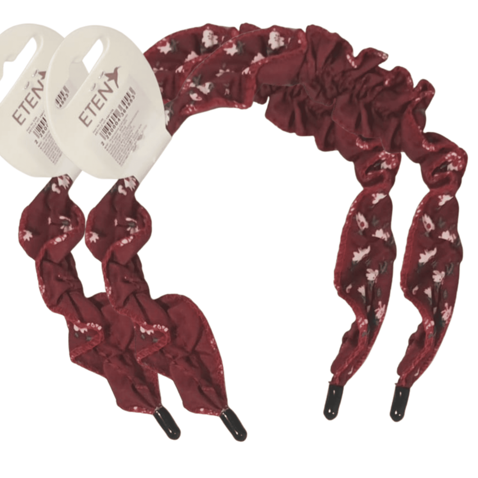 Girls' Floral Ruched Fabric Headband Combo Pack (2 Pieces) | Soft, Comfortable & Stylish Hair Accessories for Kids
