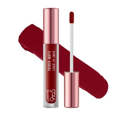 LAKMÉ 9To5 Primer + Matte Liquid Lip Color Mr4 Deep Maroon