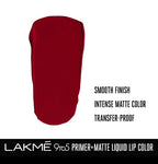 LAKMÉ 9To5 Primer + Matte Liquid Lip Color Mr4 Deep Maroon