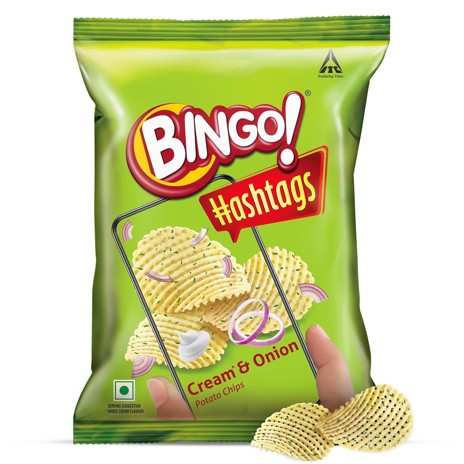 Bingo - Bingo! Hashtags Cream | Bingo Cream & Onion|  Bingo Chips Cream & Onion | Bingo Snacks Cream & Onion | Cream & Onion Potato Chips | Bingo Crispy Chips|  Flavored Potato Chips | Tasty Chips Snack | Crunchy Chips
