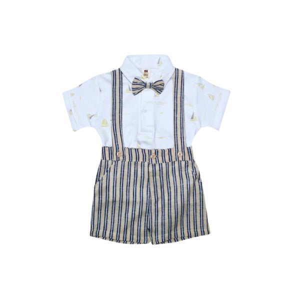 Baby Boy Bodysuit & Dungarees Set with Bow Tie | NB