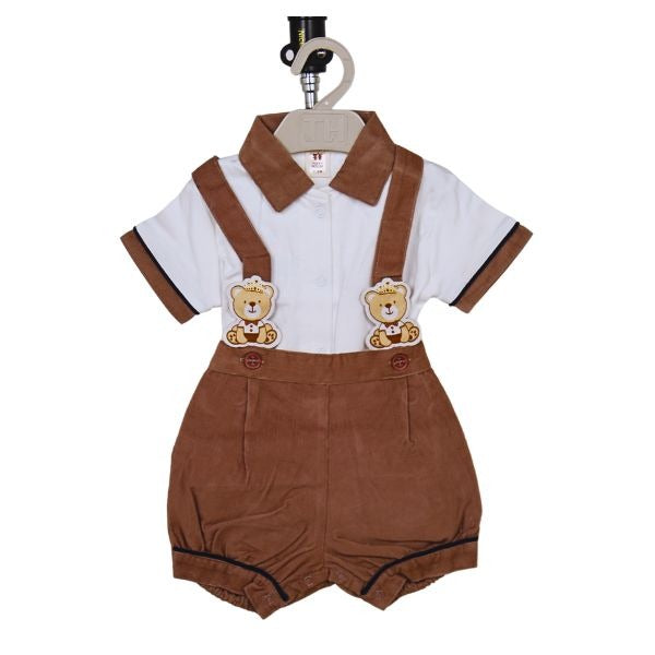 Baby Boy Cotton Dungaree Romper Set 1-3 MONTHS
