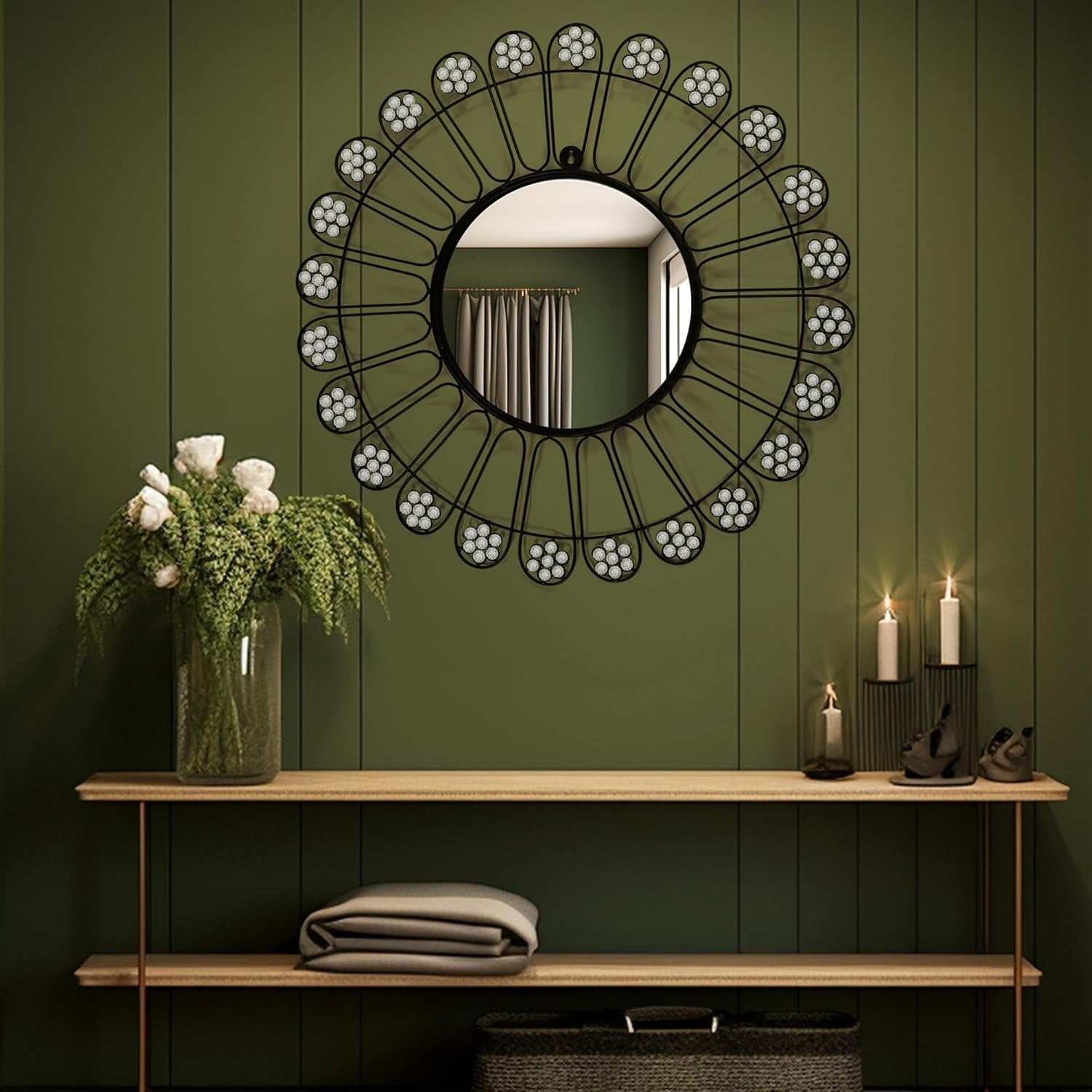 Mirror for Wall - Modern Designer Round Wall Mirror | Modern round mirror for living room | Round mirror for bedroom | Large round wall mirror | Stylish wall mirror for home | Premium designer wall mirror