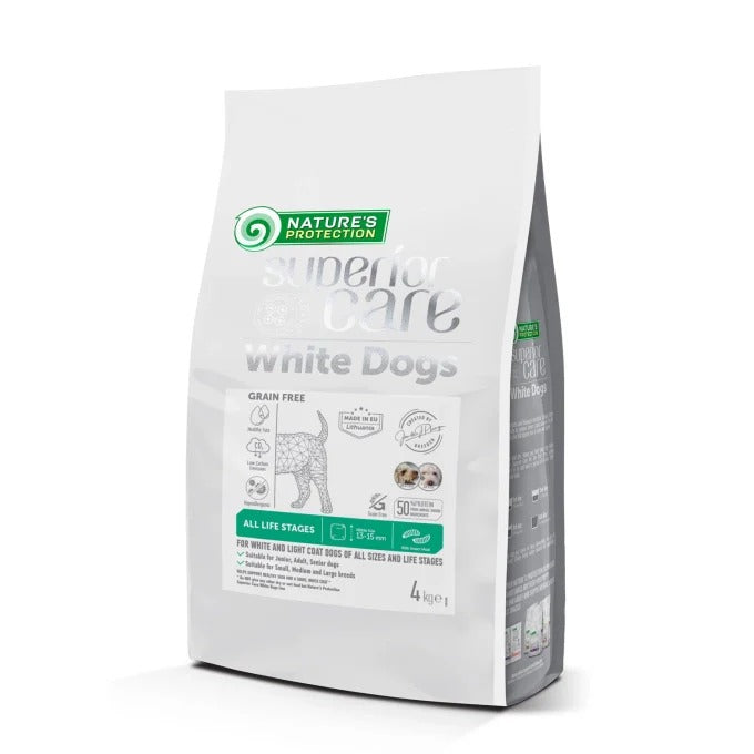 Nature's Protection White Dogs Grain Free Insect All Sizes and Life Stages Dog Dry Food,hypoallergenic dog dry food, grain-free dog food, all life stages dog food, puppy adult senior dog food