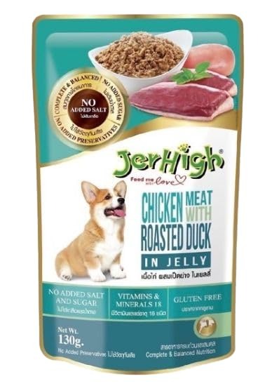 JerHigh Chicken with Roasted Duck in Jelly Wet Dog Food,chicken & duck wet dog food, wet dog food in jelly, high protein adult dog wet food, complete nutrition wet dog food, soft wet dog food for adults