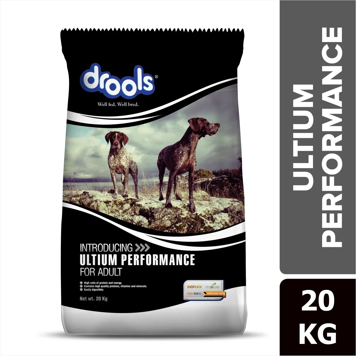Drools Ultium Performance Adult Dog Dry Food,energy rich dog food, muscle development dog food, complete balanced adult dog food, high energy dog food, digestible adult dog food