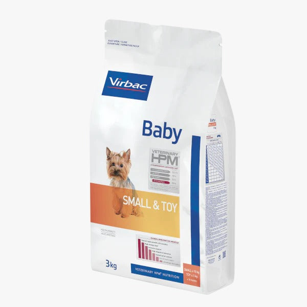 Virbac Baby Small & Toy Dog Dry Food,puppy dry food for small breeds, toy breed puppy food, high-energy small dog food, balanced nutrition dry dog food, complete puppy dry food