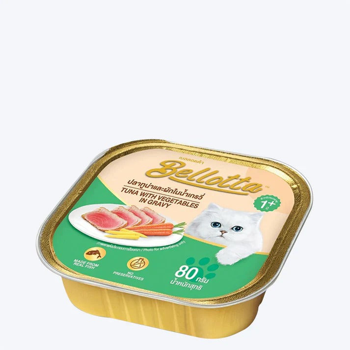 Bellotta Tuna with Vegetables in Gravy Cat Wet Food,Wet adult cat food, High-protein cat food, Premium cat food, Healthy adult cat food, Nutrient-rich cat food, Fish-flavoured cat food, Balanced diet cat food, Soft gravy cat food