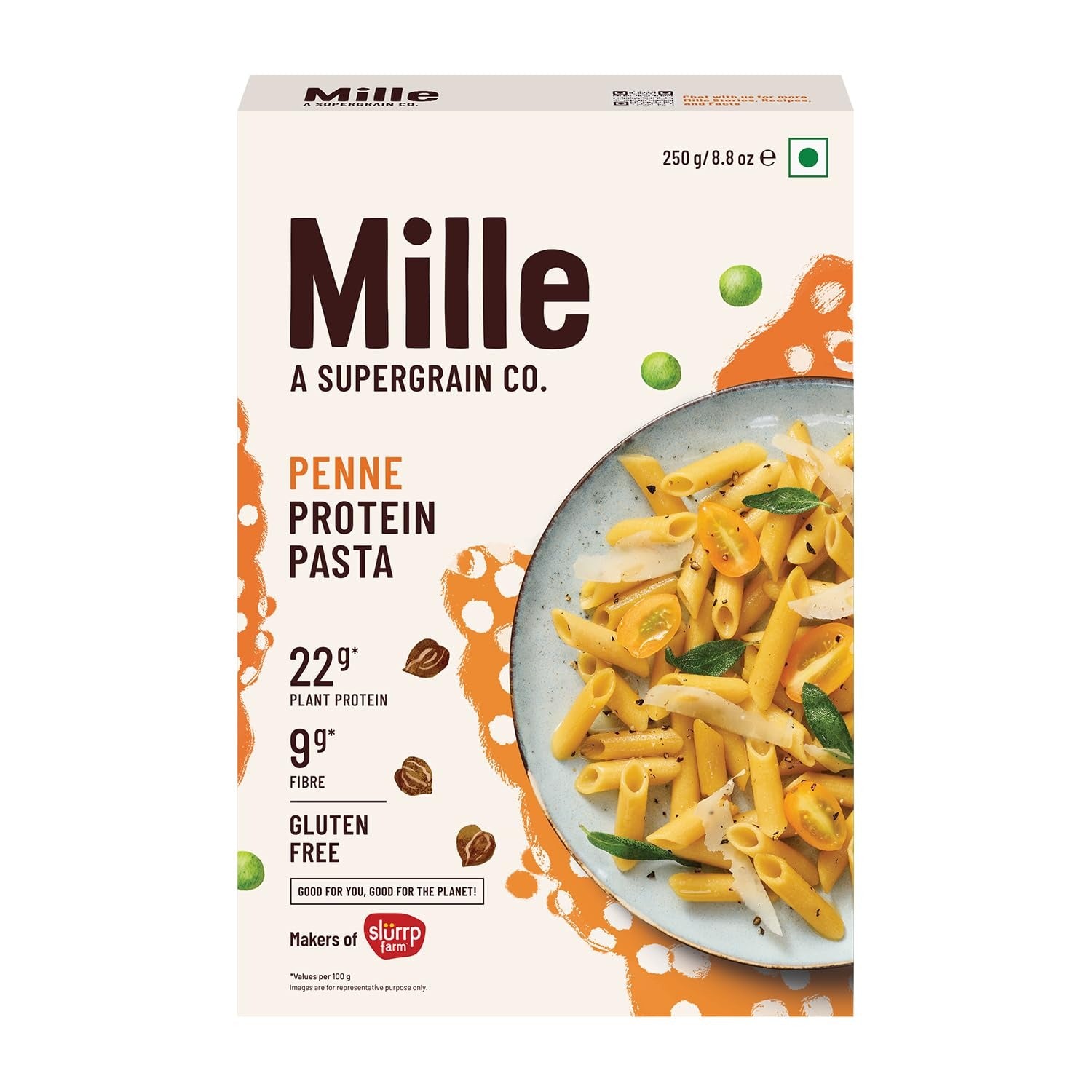 Pasta - Mille High Protein Penne Pasta | Gluten Free | No Maida | 1.8X Plant Protein | 250Gms |Mille High Protein Penne Pasta | Gluten Free Penne Pasta | No Maida Penne Pasta