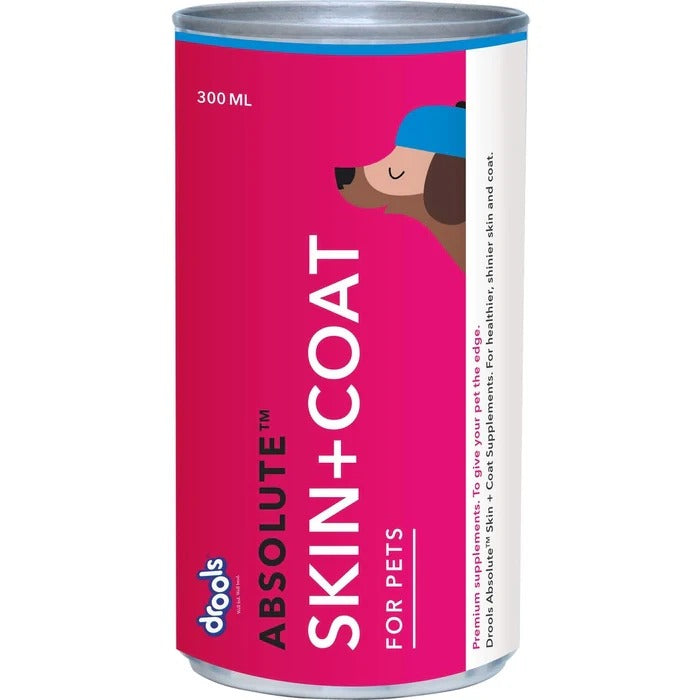 Drools Absolute Syrup, Skin and Coat Supplement for Dogs,Puppy Skin & Coat Supplement, Healthy Coat Syrup for Dogs, Dog Hair & Skin Support, Liquid Dog Vitamin for Skin, Dog Coat Health Supplement