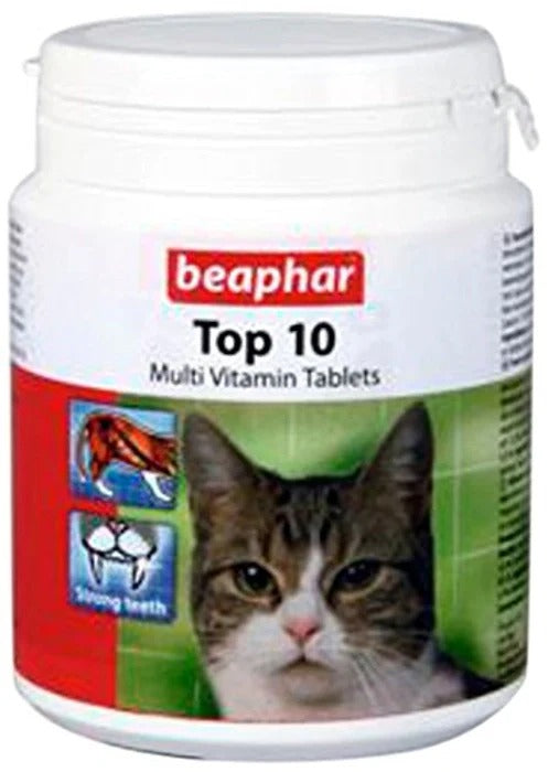 Beaphar Top 10 Cat 30S Supplement,Mineral cat supplement, Immune support for cats, Healthy skin and coat cat supplement, Digestible cat supplement, Premium cat nutrition