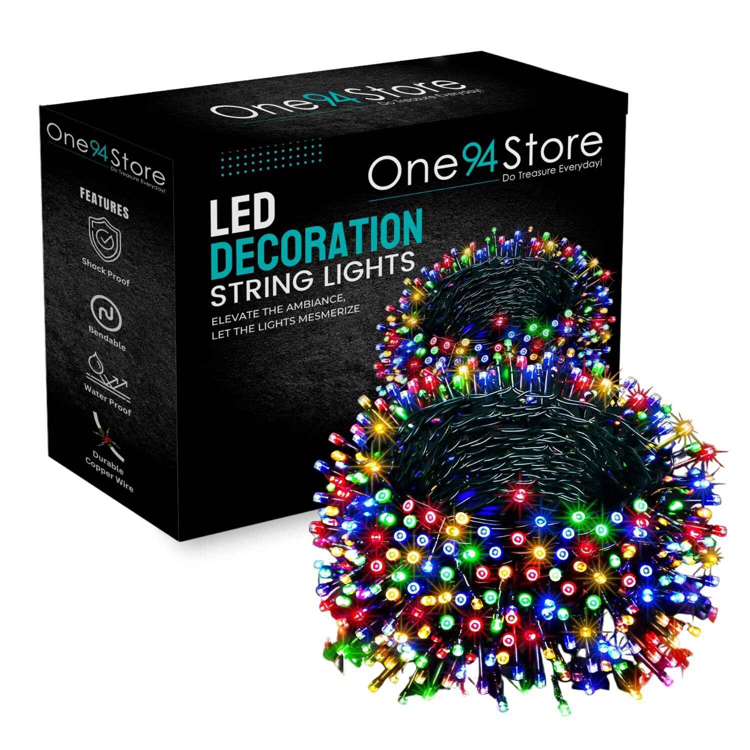 LED Light | One94Store 36 Ft Multicolor LED Pixel String Light | RGB Color-Changing Decorative Fairy Lights | Indoor & Outdoor Lighting for Christmas, Parties, Festivals & Home Decor