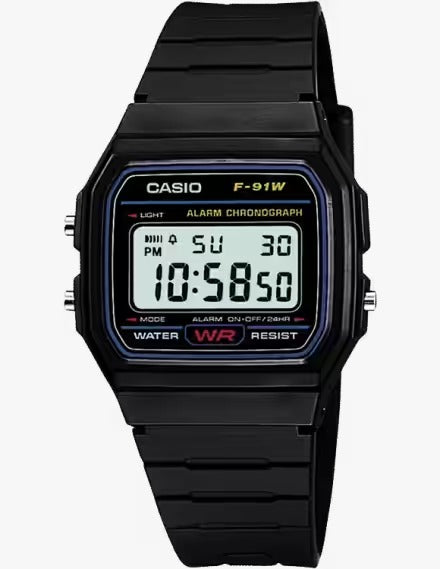 Casio F-91W digital watch.