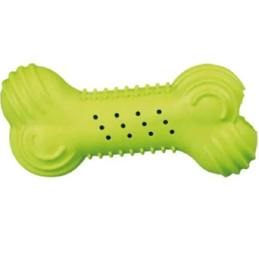 Trixie Natural Rubber Rustling Bone Toy for Dogs-Green