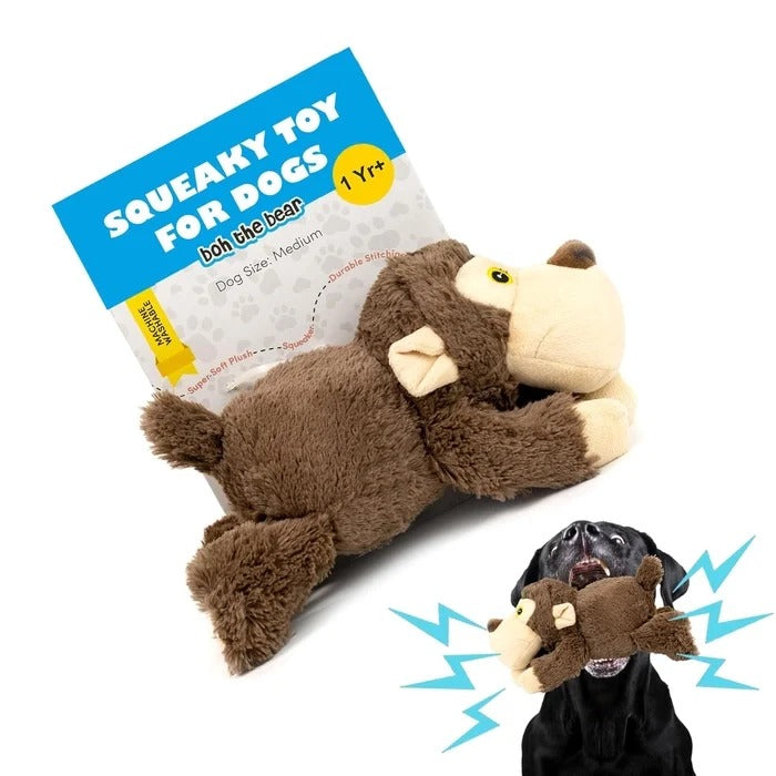 BarkButler Boh The Bear Brown Plush Dog Toy