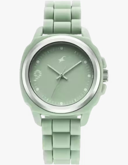 Fastrack Hype Bounce Quartz Analog Green Dial Green Silicone Strap Watch.