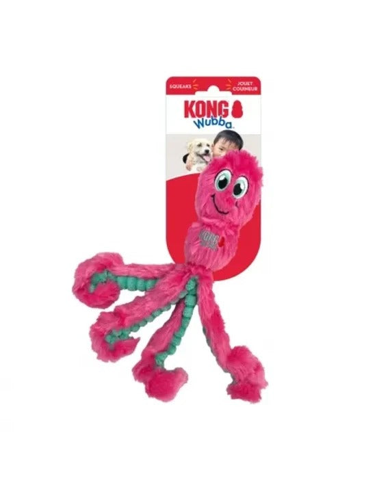 Kong Wubba Octopus Tug Toy-Pink with Green