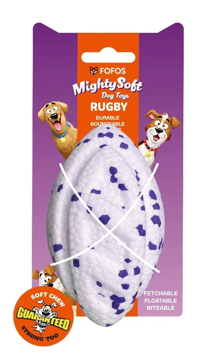 Fofos Rugby Ball Fetch Dog Toy-White