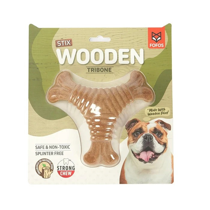 Fofos Woodplay Triangle Twins Durable Dog Chew Toy