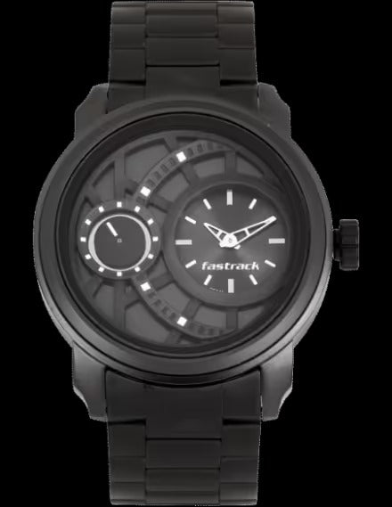 Fastrack Quartz Analog Black Dial Stainless Steel Strap Watch