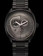 Fastrack Tick Tock Quartz Multifunction Black Dial Black Metal Strap Watch for Guys