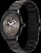 Fastrack Tick Tock Quartz Multifunction Black Dial Black Metal Strap Watch for Guys