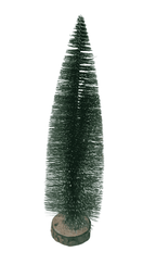 Christmas Snow-Frosted Decoration Tree | Mini Snow-Frosted with Wooden Base | Small Holiday Tabletop Decor | Winter Wonderland Ornament for Home, Office & Parties