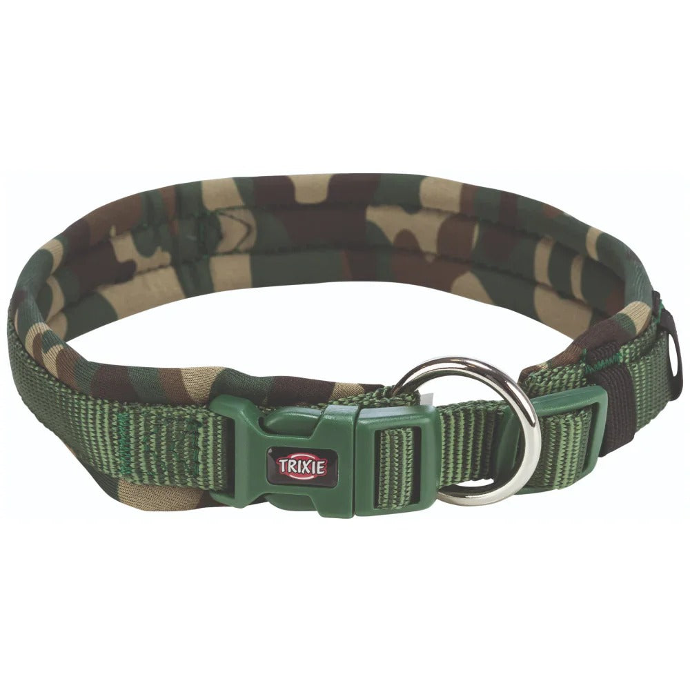 Trixie Premium Collar with Neoprene Padding Extra Wide for Dogs-Camouflage Forest Green