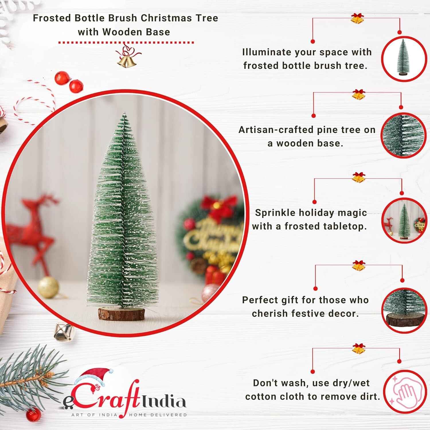Christmas Tree Mini Snow-Covered  | Small Artificial Frosted Xmas Tree for Tabletop Holiday Decoration