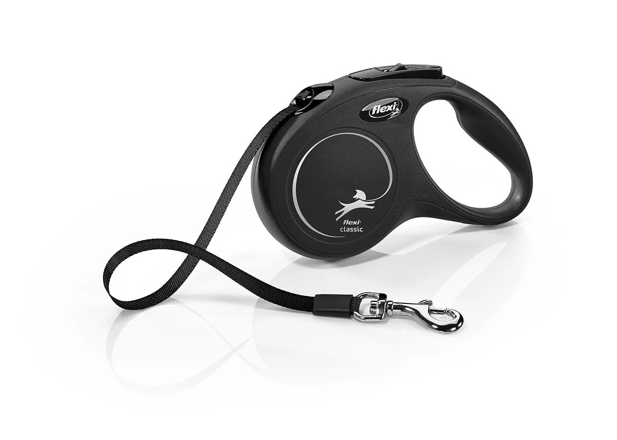 Flexi New Classic S Tape Retractable Dog Leash-Black