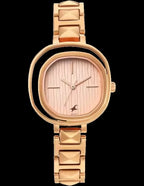 Fastrack Opulence Quartz Analog Rose Gold Dial Metal Strap Watch for Girls.