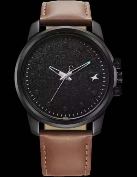 Fastrack Pulse II Black Dial Leather Analog Watch