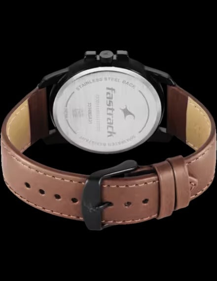 Fastrack Pulse II Black Dial Leather Analog Watch