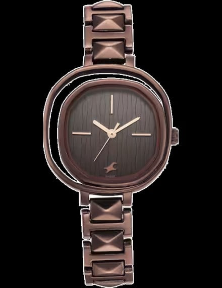 Fastrack Opulence Quartz Analog Brown Dial Metal Strap Watch for Girls