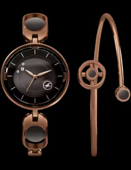 Fastrack Women Pulse III Brown Dial Brass Strap Analog Watch