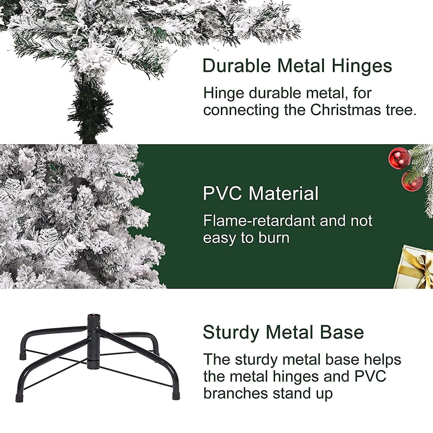 Christmas Tree | White Snow Artificial Needle Pine Xmas Christmas Tree with Metal Stand – 4 Feet | Pre-Lit or Unlit Holiday Tree for Home, Office & Party Decoration