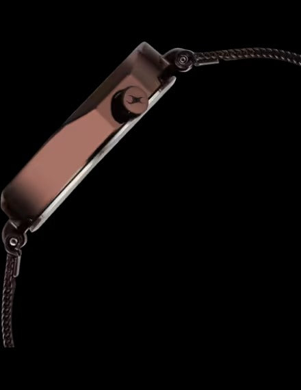 Fastrack Tik Tok 5.0 41.5 mm Brown Dial Stainless Steel Analogue Watch For Girls.