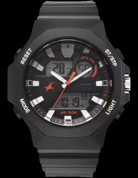 Fastrack Streetstyle Quartz Digital Black Dial Black PU Strap Watch