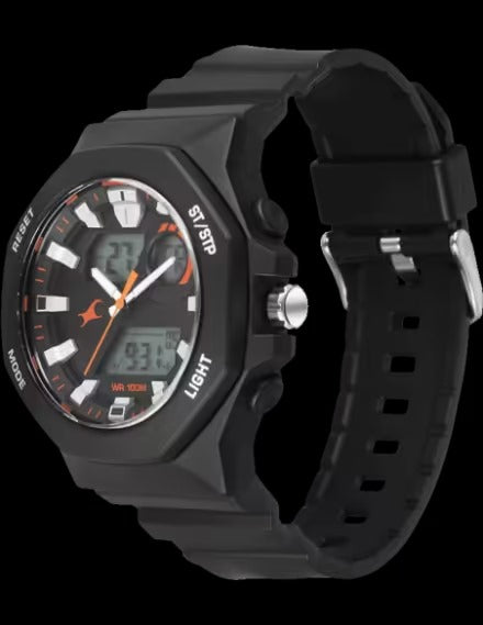 Fastrack Streetstyle Quartz Digital Black Dial Black PU Strap Watch