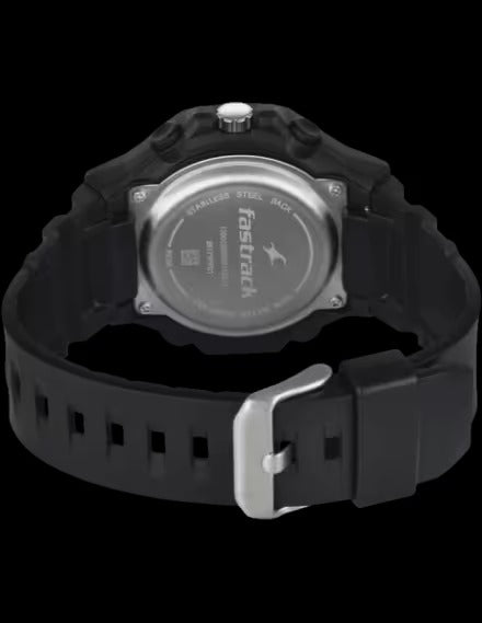 Fastrack Streetstyle Quartz Digital Black Dial Black PU Strap Watch