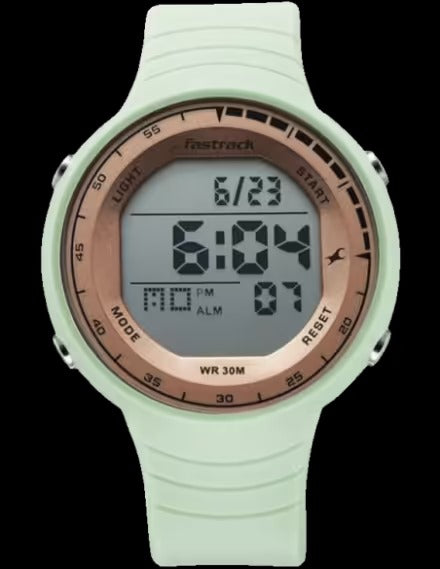 Fastrack StreetStyle Digital Dial Green Polyether Strap Watch For Unisex.