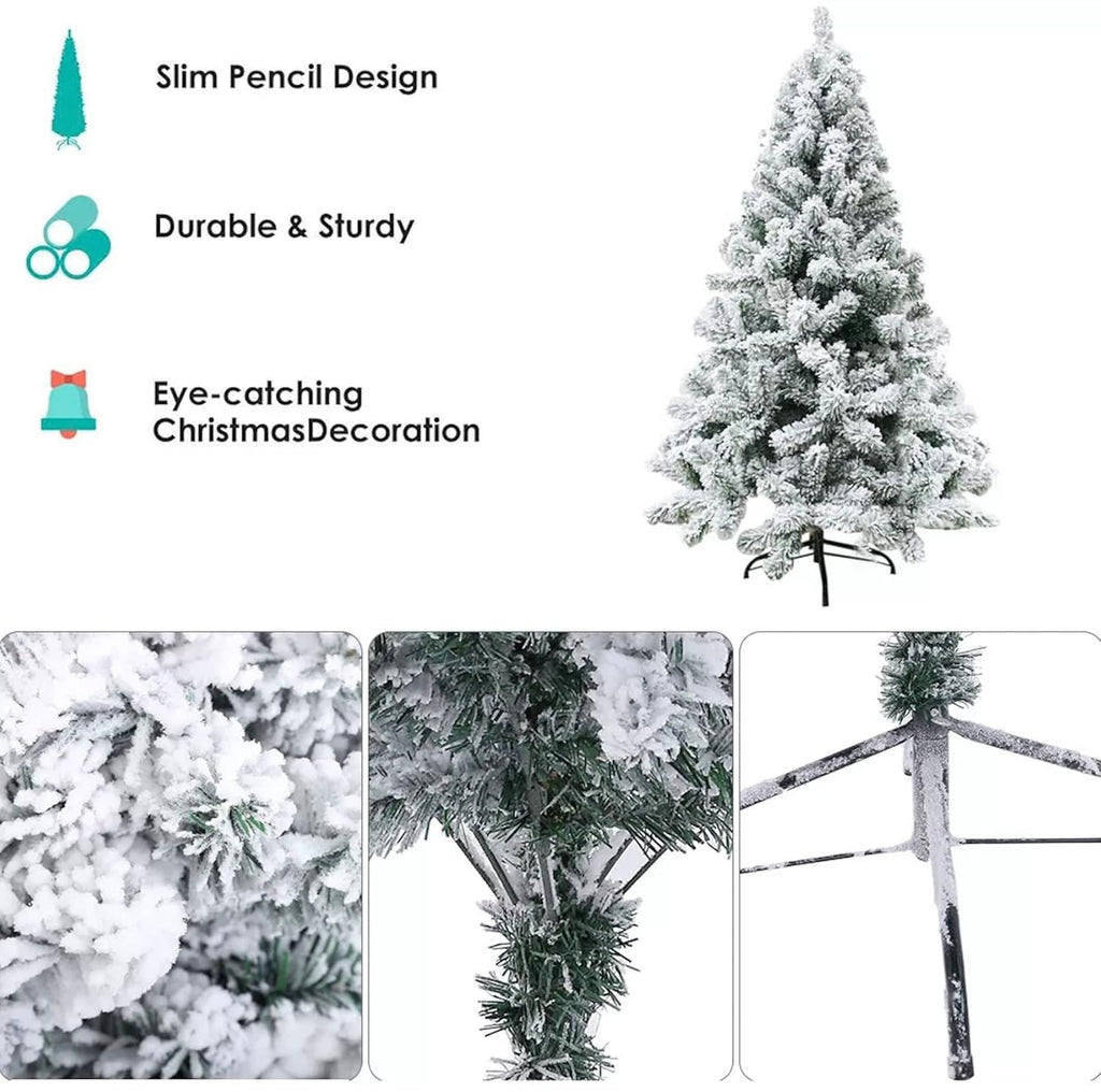 Christmas Tree |6-Foot Snow Flocked mas tree | Artificial Holiday Tree for Indoor Decoration | Perfect for Home, Office & Party Decor