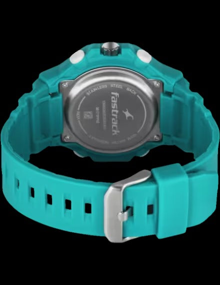 Fastrack Streetstyle Quartz Digital  Teal PU Strap Watch For Guys.