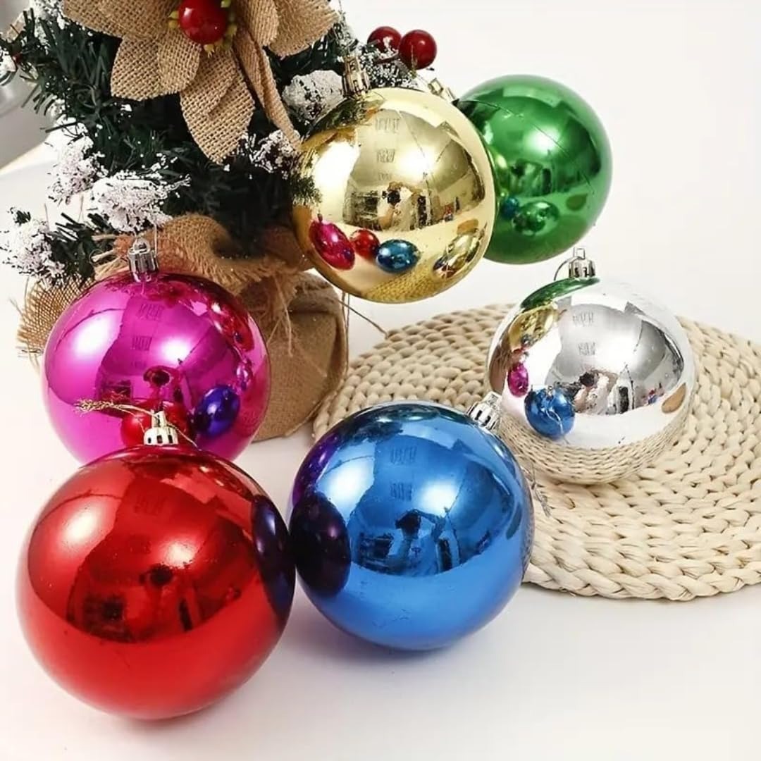 Christmas Multicolor  Plastic Balls | Holiday Tree Ornaments | Christmas Decorations for Indoor & Outdoor Use