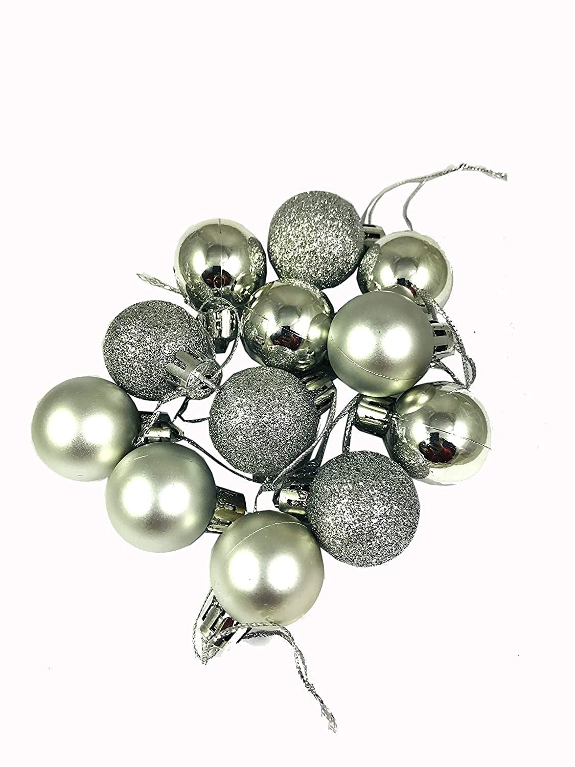 Christmas Tree Ornaments – 36 Pcs Small Glitter Balls | Red, Gold & Silver | Festive Holiday Decoration for Home & Office
