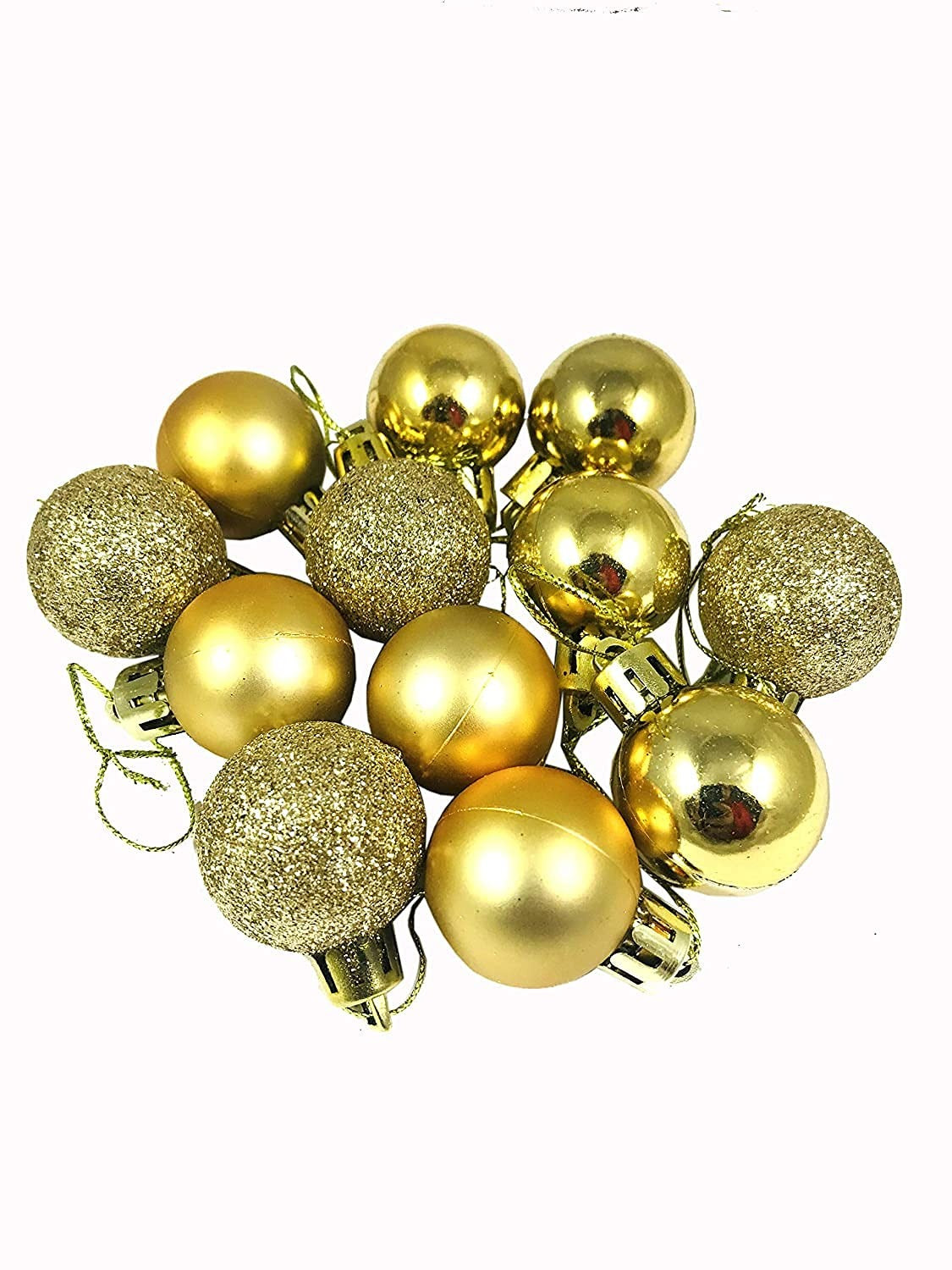 Christmas Tree Ornaments – 36 Pcs Small Glitter Balls | Red, Gold & Silver | Festive Holiday Decoration for Home & Office