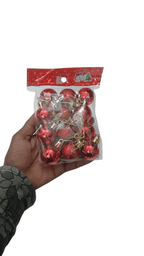 Christmas Tree Ornaments – Red & Silver Glitter Small Balls | Festive Holiday Decoration for Xmas Tree