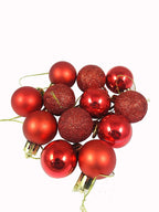 Christmas Tree Ornaments – Red & Silver Glitter Small Balls | Festive Holiday Decoration for Xmas Tree