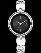 Fastrack Women Black Dial & Steel Toned Strap Analogue Watch